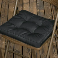 Outsunny Set of 4 Garden Seat Cushion with Ties, 42 x 42cm Replacement Dining Chair Seat Pad, Black(m-7)