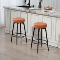 HOMCOM Set of Two Faux Leather Bar Stools - Brown/Black(m-2)