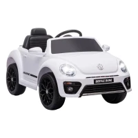 AIYAPLAY Volkswagen Beetle Licensed 12V Ride on Car w/ Remote Control, Suspension Wheels, Soft Start, Lights, Music, White(m-1)