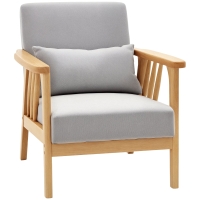 HOMCOM Poltrona Moderna in Legno e Velluto Grigio