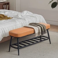 HOMCOM PU Leather Shoe Storage Bench - Brown(m-7)