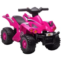 AIYAPLAY 6V Kids Electric Quad Bike w/ Music, Forward Function, for 2-6 Years, Pink(m-1)