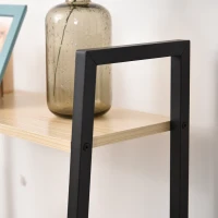 HOMCOM 4-Tier Vintage Ladder Shelf Bookcase Wood Storage Rack Stand Plants Display Black natural(m-9)
