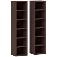 HOMCOM Lot de 2 étagères colonnes armoire de rangement CD-DVD 12 compartiments 21 x 19,2 x 88,3 cm capacité 160 CD marron(m-11)