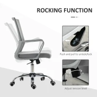 Vinsetto Ergonomic Desk Chair Mesh Office Chair with Adjustable Height Armrest and 360° Swivel Castor Wheels Grey(m-5)