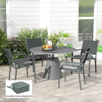 Outsunny Lot de 4 Coussins de chaise de jardin capitonné Rembourrage 4 cm Tissu Polyester dim. 43L x 41l cm Gris(m-2)