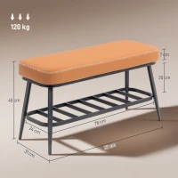 HOMCOM PU Leather Shoe Storage Bench - Brown(m-3)