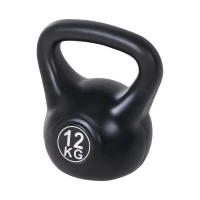 HOMCOM Kettlebell Kugelhantel 12 kg Gewicht-Hantel mit Sand befüllt für Anfänger Schwarz(m-10)