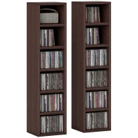 HOMCOM Set von 2 CD-DVD-Speicherschränken mit 12 Fächern 21 x 19,2 x 88,3 cm Kapazität 160 CDs braun(m-6)