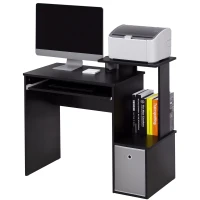 HOMCOM Computer Desk with Sliding Keyboard Tray Storage Drawer Shelf Home Office Workstation Black(m-10)