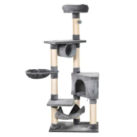 PawHut Cat Tree for Indoor Cats Condo Tower Multi-level Height 150CM  Kittens Activity Stand House with Toys & Various Scratching Posts(m-1)