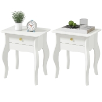 HOMCOM Lot de 2 tables d'appoint, bout de canapé avec pieds courbés, table basse pour salon, chambre, 45 x 35 x 55 cm, blanc