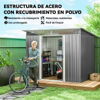 Outsunny Cobertizo de Jardín Exterior 4,5 m² 260x194x200 cm con Paneles Frontales Transparentes y 2 Puertas Corredizas Gris(m-4)