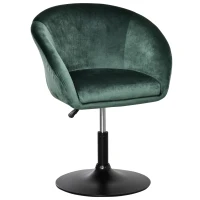 HOMCOM Dressing Table Chair, 360° Swivel Velvet-feel Upholstered Vanity Chair with Tub Seat, Back, Adjustable Height for Bedroom Makeup, Green(m-1)