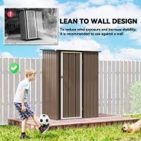 Outsunny 5ft x 3ft Garden Storage Shed, Outdoor Metal Shed with Sloped Roof, Lockable Door for Tools, Equipment, Brown(m-6)