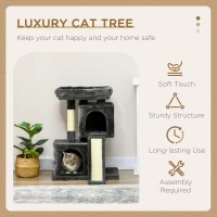 PawHut Cat Tree for Indoor Cats 83cm Cat Scratching Post Scratch Board Kitten Tower Climbing Frame Black(m-4)
