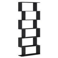 HOMCOM Estantería Librera 6 Estantes Madera Forma S 80x24x191 cm Estantes Color Negro(m-1)
