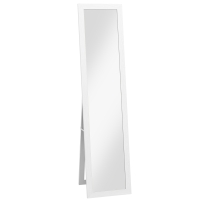 HOMCOM Espejo de Cuerpo Entero 37x157 cm Espejo de Pie Espejo de Pared Forma Rectangular con Marco de Madera Blanco