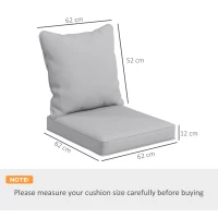 Outsunny Seat and Back Padded Cushion Set, CUSHION ONLY - Light Grey(m-3)
