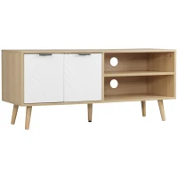 HOMCOM Dulap cu Suport pentru TV de până la 46", Comodă TV cu Rafturi de Depozitare și Dulap, 110x39x48,8 cm, Lemn Natural(m-11)