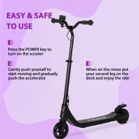 HOMCOM Electric Scooter, 120W Motor E-Scooter, Adjustable Height, Rear Brake for Ages 6+ Years - Black(m-4)