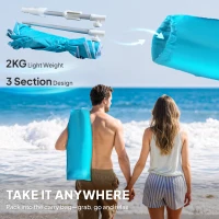 Outsunny Beach Umbrella Portable with Sand Anchor, Carry Bag, Adjustable Height & Tilt, UPF50+ UV Protection, Blue(m-8)