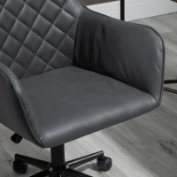 Vinsetto Office Desk Chair, Leather-Feel Fabric Computer Swivel Chair with Rolling Wheels and Adjustable Height for Home, Grey(m-9)