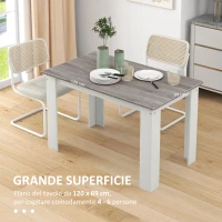 HOMCOM Tavolo da Pranzo Moderno in Legno per 4-6 Persone, 120x69x75cm, Grigio e Bianco(m-5)