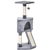 PawHut Corner Cat Tree for Indoor Cats, Kitten Tower with Scratching Post - Grey(m-11)