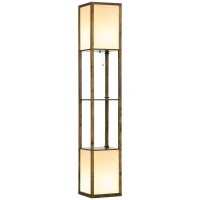 HOMCOM Modern Shelf Floor Lamp with Dual Ambient Light, Standing Lamp Living Room, Bedroom, 156cm, Brown(m-1)