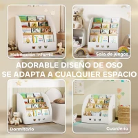 AIYAPLAY Estantería Infantil para Juguetes 4 Niveles para la Habitación Infantil Sala de Juegos 60x53x60 cm Blanco y Natural(m-8)