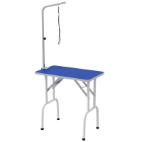 PawHut Mesa de cuidado para mascotas, para el peinado, cepillado, lavado de mascotas, de metal, azul(m-1)