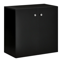 HOMCOM 2 Tier Bookcase, Wooden Storage Cabinet with 2 Doors, Freestanding Sideboard for Living Room, Home Office and Study, Black