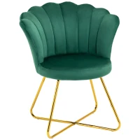 HOMCOM Velvet-Feel Lotus Petal Accent Chair - Green(m-1)