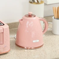 HOMCOM 1.7L 3000W Fast Boil Kettle & 2 Slice Toaster Set, Kettle and Toaster Set with Auto Shut Off, Browning Controls, Light Pink(m-8)