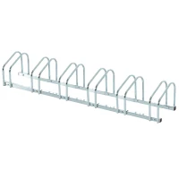 HOMCOM Estacionamento para 6 Bicicletas Suporte de Aço para Estacionar Bicicletas no Chão para Interior e Exterior 179x33x27 cm Prata(m-10)