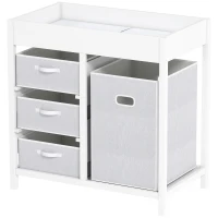 AIYAPLAY Baby Changing Unit with 4 Storage Drawers, Mat for Bedroom Nursery, 84 x 84.5 cm, White(m-11)
