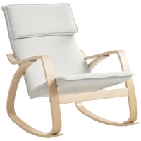 HOMCOM Comfortable Relax Rocking Chair, Upholstered Lounge Chair Recliner with High Back and Headrest for Living Room, Bedroom, Cream White(m-10)