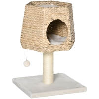PawHut Cat Tree Tower with Scratching Post for Indoor Cats Climbing Activity Center Kitten Furniture Condo Sisal Natural