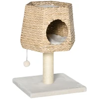 PawHut Cat Tree Tower with Scratching Post for Indoor Cats Climbing Activity Center Kitten Furniture Condo Sisal Natural(m-1)