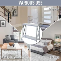 HOMCOM Console Table, Modern Hallway Table with Bottom Storage Shelf and X-frame, Sofa Table for Living Room, Entryway, Grey(m-6)