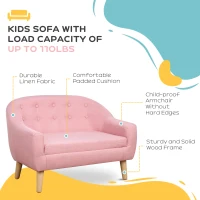 HOMCOM 2 Seater Toddler Chair Kids Mini Sofa Children Armchair Seating Chair Bedroom Playroom Furniture Pink(m-6)