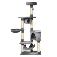 PawHut Cat Tree for Indoor Cats Condo Tower Multi-level Height 150CM  Kittens Activity Stand House with Toys & Various Scratching Posts(m-10)