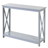 HOMCOM Console Table, Modern Hallway Table with Bottom Storage Shelf and X-frame, Sofa Table for Living Room, Entryway, Grey