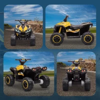 HOMCOM Quad électrique enfant 12 V, voiture électrique enfants 2 moteurs 2 vitesses 3-6 km/h, phares LED, klaxon, pour enfant de 3 à 5 ans, poignée et selle ergonomique, jaune(m-9)
