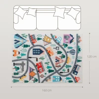 HOMCOM Teppich mit Autobahn-Muster, weißer Hintergrund, weiches Fleece, pflegeleicht, Bunt(m-3)