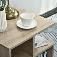 HOMCOM Side Table, 3 Tier End Table with Open Storage Shelves, Living Room Coffee Table Organiser Unit, Oak Colour(m-9)