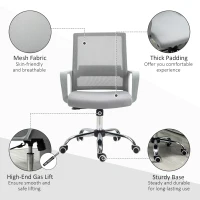 Vinsetto Ergonomic Desk Chair Mesh Office Chair with Adjustable Height Armrest and 360° Swivel Castor Wheels Grey(m-8)