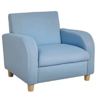 HOMCOM Children's Armchairs Toddler Chair Wood Frame Anti-Slip Legs High Back Bedroom Playroom Furniture Blue(m-10)