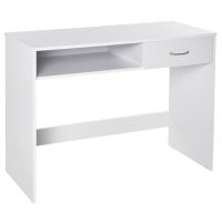 HOMCOM Compact Computer Desk, Study Table with Drawer and Storage Compartment, Writing Workstation, White